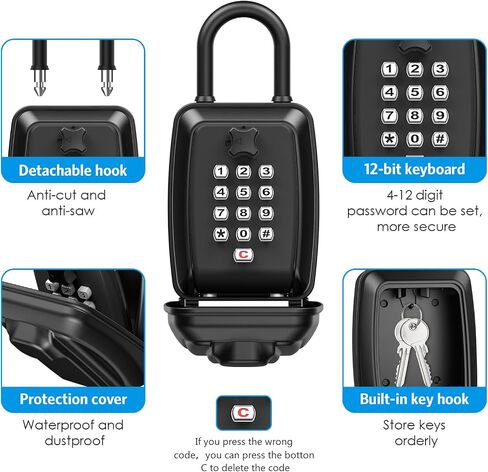 AMIR Push Button Combination Lock: Key Hider Safe Box for House, Hotels with 12-Digit, Resettable Code in Kuwait