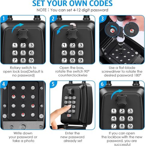 AMIR Push Button Combination Lock: Key Hider Safe Box for House, Hotels with 12-Digit, Resettable Code in Kuwait