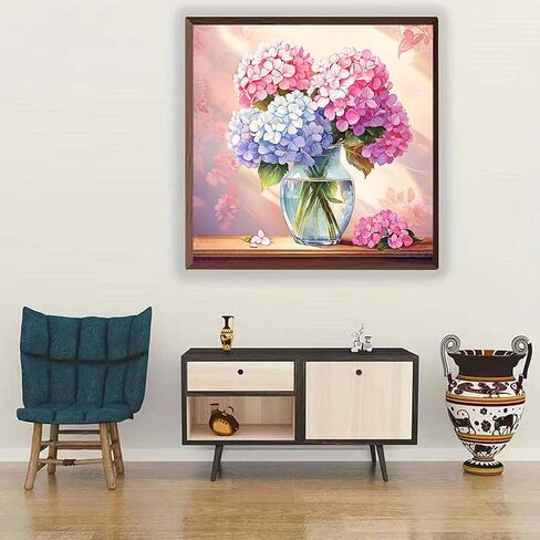 مجموعات الرسم الفني الماسي من mrpwnle Hydrangea Diamond للبالغين، مجموعات فنية ماسية للزهور للبالغين، زهور اللوحة الماسية 5D، لوحة ماسية كاملة الحفر DIY فن وحرف يدوية مقاس 12 × 12 بوصة in Kuwait