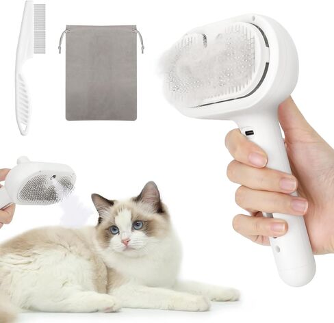 فرشاة بخارية للقطط للتساقط، فرشاة للعناية بالقطط مع خزان مياه وزر تحرير، فرشاة تنظيف ذاتية للقطط مشبع بالبخار للكلاب والقطط وأداة فرشاة للعناية بالحيوانات الأليفة مع مشط للبراغيث in Kuwait