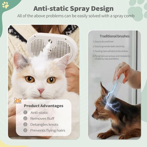 فرشاة بخارية للقطط للتساقط، فرشاة للعناية بالقطط مع خزان مياه وزر تحرير، فرشاة تنظيف ذاتية للقطط مشبع بالبخار للكلاب والقطط وأداة فرشاة للعناية بالحيوانات الأليفة مع مشط للبراغيث in Kuwait