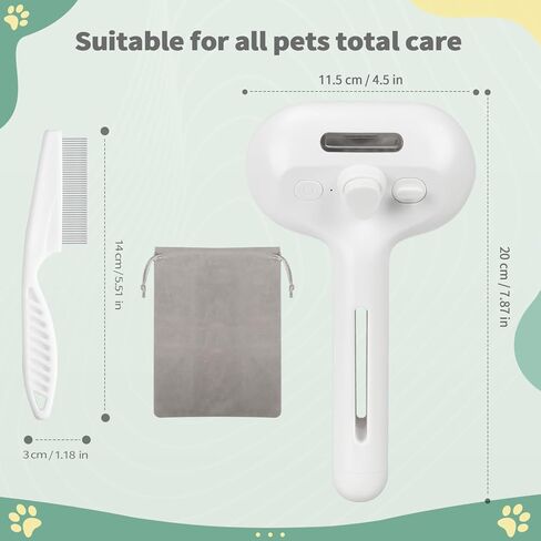 فرشاة بخارية للقطط للتساقط، فرشاة للعناية بالقطط مع خزان مياه وزر تحرير، فرشاة تنظيف ذاتية للقطط مشبع بالبخار للكلاب والقطط وأداة فرشاة للعناية بالحيوانات الأليفة مع مشط للبراغيث in Kuwait