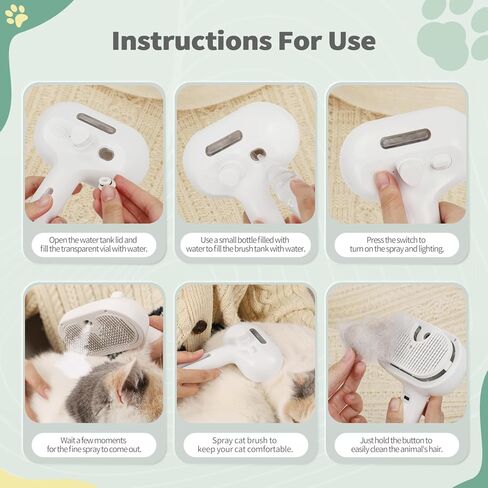 فرشاة بخارية للقطط للتساقط، فرشاة للعناية بالقطط مع خزان مياه وزر تحرير، فرشاة تنظيف ذاتية للقطط مشبع بالبخار للكلاب والقطط وأداة فرشاة للعناية بالحيوانات الأليفة مع مشط للبراغيث in Kuwait