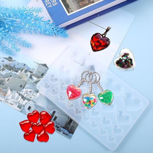 2 Pcs Heart-Shaped Casting Jewelry Mold, Heart Silicone Mold, Mixed Size Heart Shape Silicone Mold, Silicone Heart Epoxy Mold for Jewelry Making Keychain, Crafting, Earrings, Jewelry Projects in Saudi Arabia