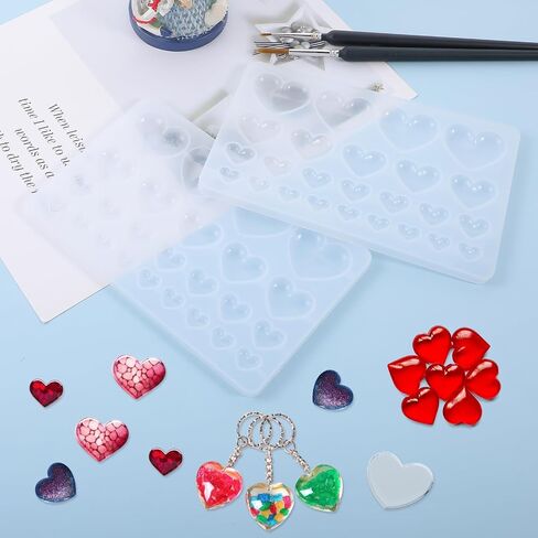 2 Pcs Heart-Shaped Casting Jewelry Mold, Heart Silicone Mold, Mixed Size Heart Shape Silicone Mold, Silicone Heart Epoxy Mold for Jewelry Making Keychain, Crafting, Earrings, Jewelry Projects in Saudi Arabia