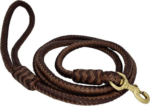 BlazingPaws® Elegania 6 Ft Premium Leather Dog Leash for Large Dogs, Luxury Braided Show Leash, Top Grain Leather Lead (Red/Black, 6 Ft) in Kuwait