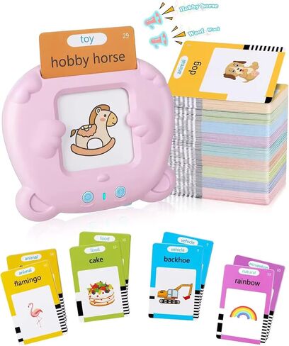 Kids Educational Learning Flashcard Reader for 1 2 3 4 5 6 Year Old Boys and Girls, Speech Therapy Machine Toy, Educational Sight Words Flash Cards (Pink 224 Words) in Saudi Arabia