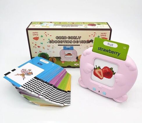 Kids Educational Learning Flashcard Reader for 1 2 3 4 5 6 Year Old Boys and Girls, Speech Therapy Machine Toy, Educational Sight Words Flash Cards (Pink 224 Words) in Saudi Arabia