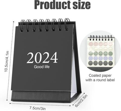 تقويم مكتب صغير، من أغسطس 2023 إلى ديسمبر 2024، تقويم مكتبي صغير، جدول يومي صغير، تقويم مكتبي صغير، ربط بسلك مزدوج مع ملصقات للرجال والنساء والمكتب والفصول الدراسية (أسود) in Saudi Arabia