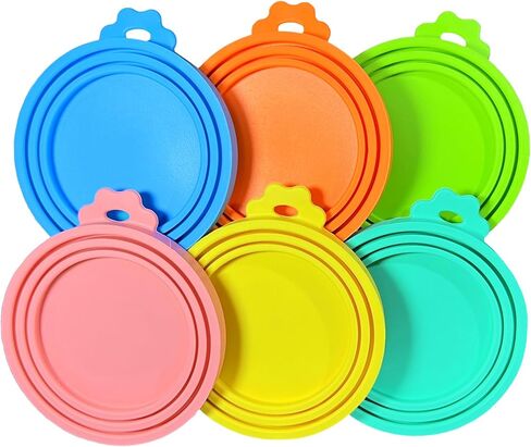 MoPaW Silicone Food Can Lids, 3 Inner Diameters 2.6"/3"/3.4" Fit for 3-15oz Standard Food Cans/Tins, Cat Dog Food Can Cover, BPA Free, Reusable (2 lids + 1 spoon) in Kuwait