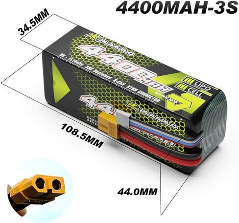 AMORIL 3S Lipo Battery Pack 35C 11.1V 4400mah with XT60 Plug for RC car and Truck (1 pc) in Kuwait
