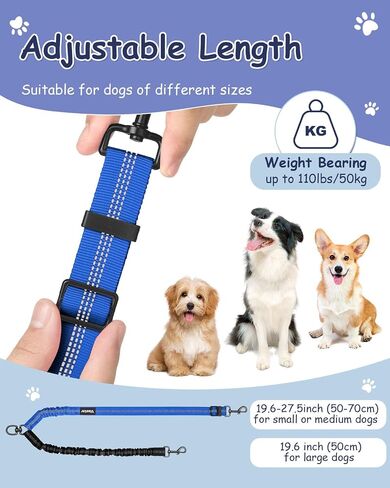 Vastar Pet Double Dog Leash, Tangle Free Bungee Dog Leash Coupler, 360° Swivel Double Dog Walking & Training Leash, Adjustable Strap, Comfortable Shock Absorbing Reflective Bungee Lead for Two Dogs in Saudi Arabia