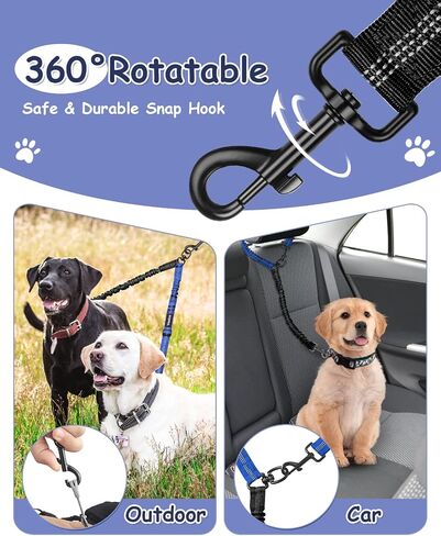 Vastar Pet Double Dog Leash, Tangle Free Bungee Dog Leash Coupler, 360° Swivel Double Dog Walking & Training Leash, Adjustable Strap, Comfortable Shock Absorbing Reflective Bungee Lead for Two Dogs in Saudi Arabia