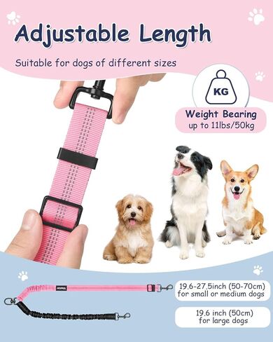 Vastar Pet Double Dog Leash, Tangle Free Bungee Dog Leash Coupler, 360° Swivel Double Dog Walking & Training Leash, Adjustable Strap, Comfortable Shock Absorbing Reflective Bungee Lead for Two Dogs in Saudi Arabia
