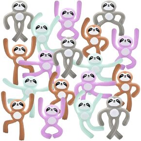 ArtCreativity Mini Bendable Sloth Toys, Set of 48, Bendable Animal Toys for Kids in Assorted Colors, Portable Stress Relief Toys for Kids, Fidget Toys for Boys and Girls and Zoo Party Favors