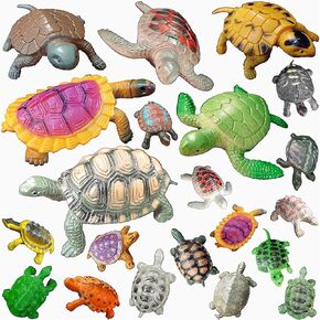 20 Packs Mini Sea Creature Turtle Plastic Toy Set,Ocean Animal Party Favors Cupcake Topper, Classroom Educational Learning Miniature Figurines