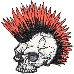 3" Punk Skull Iron On Patch - Embroidered Goth Emo Gothic Horror Face Punk Rock Applique Appliques Iron On Sew On Patches for Holes, Clothing, Jeans, Hat, Backpacks, Clothes - Punk Patch