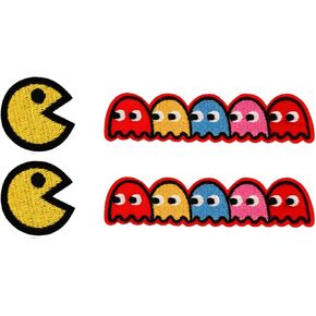 Mubal 2 Set Cute Ghosts Patches Blinky Pinky Inky Clyde Embroidered Iron On/Sew On Patch for hat, Jackets, Clothes, Backpacks