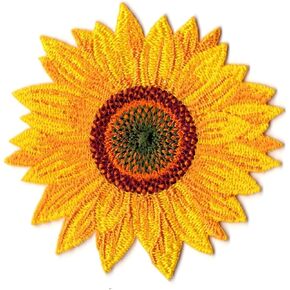 Sunflower Iron on Patch Yellow Embroidered for Clothing Shirt Jacket Jeans Backpack Cap Approximate Size 2.7x42.7 Inch P155