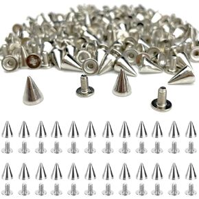 100 Sets Spikes Studs,9.5mm Cone Rivets with Screw for Clothing Craft