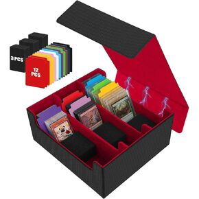 Card Storage Box for Trading Cards, 2600+ Commander Deck Box, Storage Box Fits Toploader and One-Touch, Card Organizer for TCG, MTG, Sports Cards, with Card Dividers & Stoppers