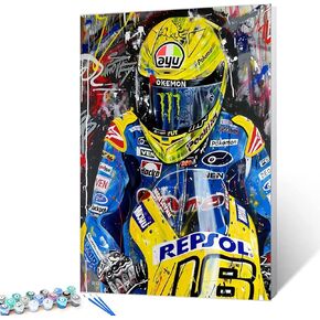 Offroad Adventure Sports Paint by Number for Adults,Motorcycle Enthusiast Paint by Numbers for Extrem Sport DIY Painting by Numbers for Canvas Gift Home Wall Decor DIY Framed 16x20 Inch