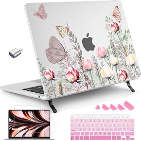 Tuiklol Case for MacBook Air 13.6 inch 2024 2023 Model M3 A3113 M2 A2681, Bracket Hard Shell Case with Keyboard Cover & Screen Protector & Dust Plug for MacBook Air 13.6 Cover, Cute Baby owl