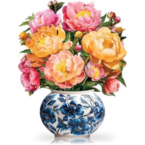 Paper Pop-Up Flower Card, Peony, Forever Flowers Bouquet 3D Popup Greeting Cards, Blank Note Envelope, Birthday Gift Cards, Mother's Day, Holiday Decorations