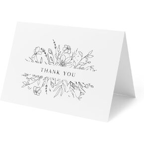 ThreeKin Thank You Cards with Envelopes - 25-Pack Folded 3.5 x 5" Cards for Weddings, Business, Holidays, Graduations & More | All-Occasion Stationery | Heavyweight Matte Cardstock, Blank Inside