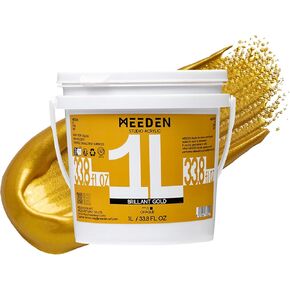 MEEDEN Metallic Gold Acrylic Paint: 1L /33.8 oz Heavy Body Gloss Finish - Gold Paints for Canvas Crafts Wood Metal Plastic Wall