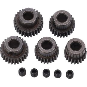 RC Motor Gear 5PCS 48DP Motor Gear, Solid Steel Pinion Gear Set 5mm Shaft Hole, 20T 22T 24T 26T 28T Gear Pinion for Monster 1/10 RC Truck, 48 Pitch Pinion Gear 5mm Bore