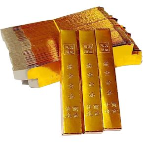 Ancestor Money - 100Pcs Chinese Joss Paper Gold Bar, Sacrificial Supplies for Hungry Ghost Festival All Souls Day Ching Ming Festival (Semi-manufactured)