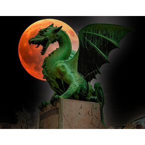 Xiyuekissu Dragon Diamond Art Kits for Adults, 5D DIY Moon Diamond Art Embroidery Arts Craft for Home Decor, 12 X 16 Inch