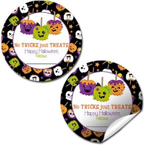 Spooky Candy Apple Halloween Thank You Sticker Labels, 40 2" Party Circle Stickers by AmandaCreation, Great for Party Favors, Envelope Seals & Goodie Bags