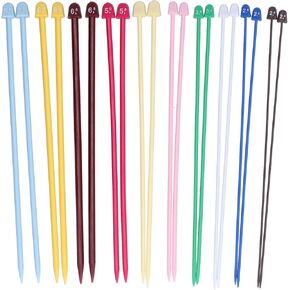20Pcs Knitting Needles Set, 27cm Plastic Weaving Needle Tools 2.0 mm to 6.5 mm Single Pointed Knitting Needles for DIY Enthusiast