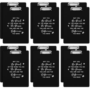 Thenshop 12 Pcs Employee Appreciation Gifts Inspirational Clipboards Black Plastic Clip Boards with Low Profile Clip for Employee Coworker Team Teacher Gifts Christmas Office Supplies, A4 Letter Size