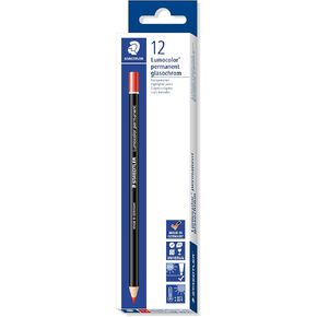STAEDTLER 108 20-0 Lumocolor Glasochrom Permanent Dry-Marker Pencil - White (Box of 12)