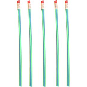 5 Pcs Green School Supplies Colorful Magic Bendy Flexible Soft Pencils Pen with Eraser Kids Study Gift Woodcase Lead Pencils