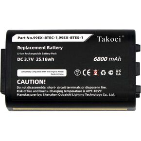 Replacement Battery for Honeywell Dolphin 99EX & 99GX Series Mobile Computer fits Part Number 99EX-BTES-1 Li-ion Extended Battery 99EX-BTEC-1 Battery 3.7V/6800mAh