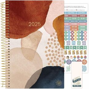 bloom daily planners 2025 (8.5" x 11") Calendar Year Day Planner (January 2025 - December 2025) - Weekly/Monthly Dated Agenda Organizer with Stickers & Tabs - Earthy Abstract, Blue