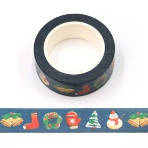 Syntego Christmas Elements Blue Washi Tape Decorative Self Adhesive Masking Tape 15mm x 10 Meters