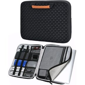 iCozzier 13-13.3 Inch Diamond Foam Laptop Sleeve Shock Resistant Electronics Accessories Storage Briefcase for Ultrabook/Notebook/MacBook – Black