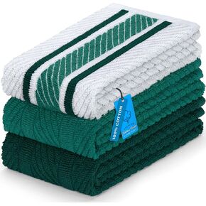 DecorRack 100% Cotton Kitchen Towels, 15" x 25" Absorbent Dish Towels [Premium Quality 400 GSM] Fall Set (Pack of 4)