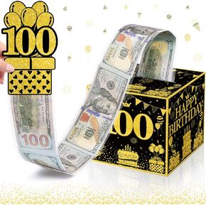 chiazllta 30th Birthday Surprise Gift Box Happy Birthday Money Box for Cash Pull Out Surprise Box Explosion for Girls Boys with Greeting Card Money Roll Gift Box for 30th Birthday Party Black Gold in Kuwait
