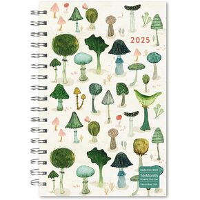 2025 Weekly & Monthly Planner, 16-Month Engagement Calendar: September 2024 - December 2025, 6" x 9" - Mushroom Delight