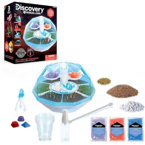 Discovery™ #Mindblown DIY Light-Up LED Terrarium - Plants & Crystals Geodome Grow Kit, 3 Colorful Crystal Formations, Rye Grass, Education STEM Activity Set, Indoor Science Experiment, Chemistry Gift