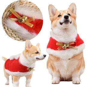 Pet Christmas Costume Poncho Cape for Dog Cat Red Velvet Christmas Cats Puppy Costume Holiday Apparel (Pom-pom, Medium)