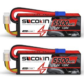 4S Lipo Battery 5500mAh 14.8V 120C with EC5 Connector Hard Case for RC Car Truck Tank RC Buggy Truggy RC Model Racing Hobby(2 Pack)