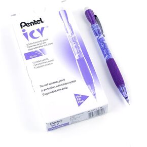 Pentel Icy Automatic Pencil, 0.5mm, Violet Barrel, Box of 12 (AL25TV) (Appearance may vary)