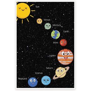 Bliss Monkey Co. Solar System Poster - Pre-K Kindergarten 1st Grade - Homeschool - Early Learning Resources - 12 x 18 Inch Poster - Unframed - Premium 100lb Gloss - Made In USA - BMCP008